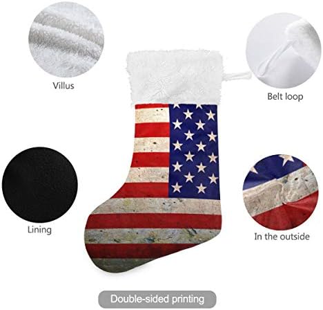 Пимилагу Ретро Американец во САД знаме Божиќни чорапи 1 пакет 17,7 , виси чорапи за Божиќна декорација