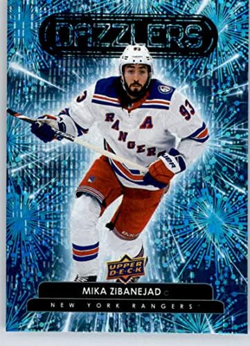 2022-23 Горна палуба Dazzlers Blue DZ-45 Mika Zibanejad New York Rangers NHL Hockey Trading Card