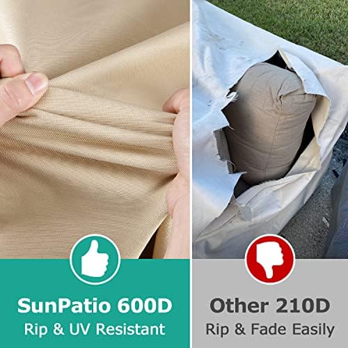 Sunpatio Chaise Lounge Cover Outdoor водоотпорен, 2 пакувања за внатрешен двор со куќиште на салон 600 D Тешка должност, UV