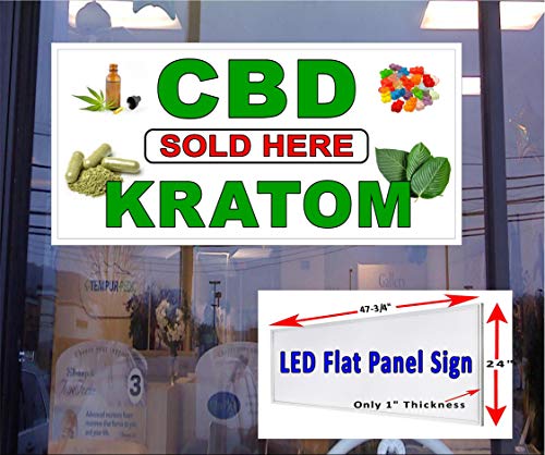 LED рамен панел светло знак 24 x48 - CBD Kratom продаден тука знак на прозорецот - CBD