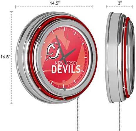 NHL Chrome Double Rung Neon часовник - Воден жиг - Devаволи во Newу Jerseyерси