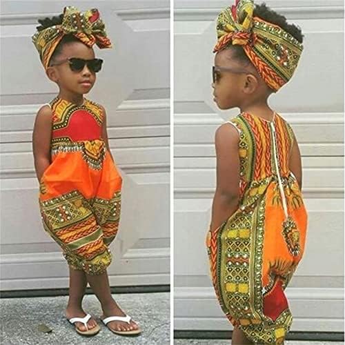 Wocachi дете дете дете бебе девојче африканско печатење ромпер за коса, боди облека 2 парчиња 3 парчиња скокач скокач игра туту принцеза