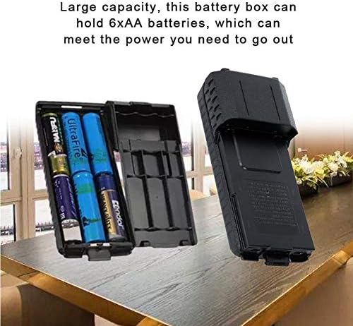 Кутија за батерии на Walkietalkie ABS, 6xaa голем капацитет на радио батерии, продолжена батерија за батерии за Baofeng UV5R