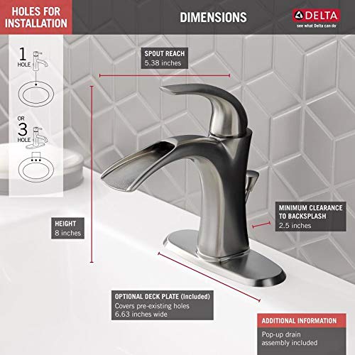Delta nyla не'рѓосувачки 1 рачка единечна дупка со вода за бања со тапа за бања
