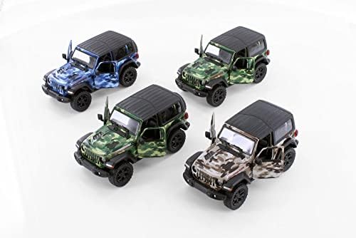 Kinsmart 2018 Jeep Wrangler Rubicon Camo Hardtop Diecast Car Set - Box од 12 1/34 Scale Diecast Model Cars, Assatered Colors