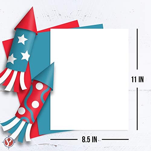 Патриотска боја хартија со картички, американска црвена сина и бела боја 8,5 x 11 картонска боја за 4 јули, честитки и покани за Денот на