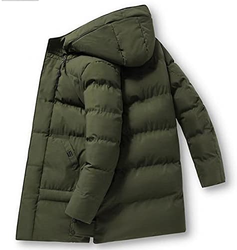 Јакна со качулка со маички за мажи обична цврста боја памук, поставени надолу со палта со средна должина зима задебелен топол палто за надворешна