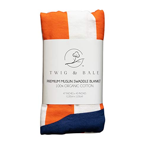 Twig & Bale Illinois Бебе ќебе Органски памук Муслин Свадл ќебе - 47 x 43 - fansубители на Илиноис кои се борат против илини бебешки подарок