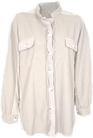 Cottенски копче надолу со кошула со маички врвови со долги ракави, плетени јакни со шетање, надвор од облеката, палто за џемпери за џемпери