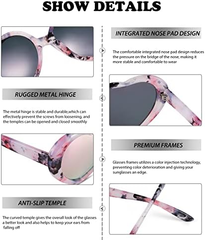 Нулок Поларизирани Очила За Сонце Во Форма НА Срце За Жени Ретро Мода Прекрасен Стил Со Голема Рамка Со Ув Заштита