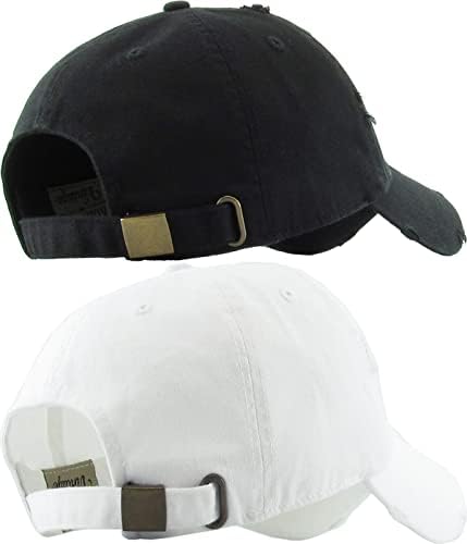 Пакет со пакет kbethos гроздобер потресено црно бело памучно капаче мажи жени бејзбол капа тато капа, прилагодливо неконструирано обично капаче