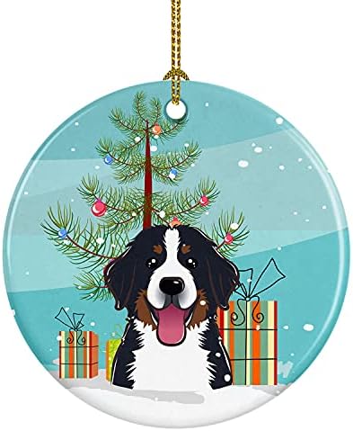Богатства на Каролина BB1609CO1 новогодишна елка и керамички украс на планински кучиња Бернез, украси за новогодишни елки, висечки украс
