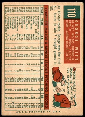1959 Топпс 110 Georgeорџ Вит Питсбург Пирати Дин Кар карти 2 - Добри пирати