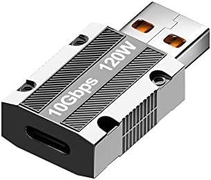 Poihiom USB Adapter Meal to C Femaleенски адаптер, 3.2 USB A до типот C OTG адаптер, до 10Gbps Super Speed ​​Sync Sync & 120W Брзо полнење компатибилен