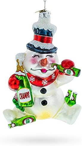 Снежен човек со шишиња стакло Божиќен украс