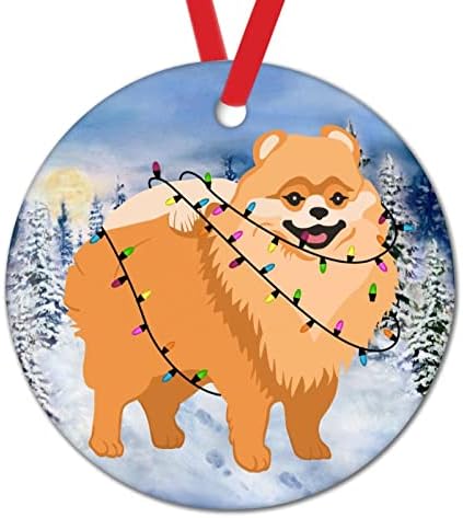 Божиќен украс куче со Божиќни светло Божиќни украси Смешни Божиќни украси за миленичиња за новогодишна елка Дахшунд кучиња околу керамички