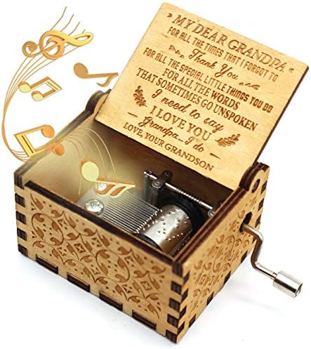 Укебобо дрвена музика кутија - ти си мојата музичка кутија за сонце, од внук до дедо, уникатна музичка кутија за дедо - 1 сет