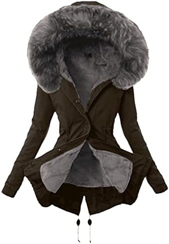 Крзно наредено топло цврсто вратоврска, женски аспиратор, аспиратор со долги ракави, палти одмор одмор плус големина зимска вклопена жени палто