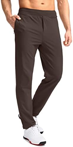 Машки голф -панталони за голф во Пудола се протегаат џемпери со џебови со патенти тенок вклопување во случајни џогери панталони