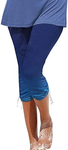 Женски Капри Хеланки Со Висок Струк Атлетски Растегливи Исечени Панталони Активни Жени Цветни Принт Обични Панталони