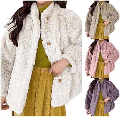 Женски долги јакни цврсти кадифен џеб за задебелување топло лабава палто паѓаат слатки врвови на надворешната облека од руно