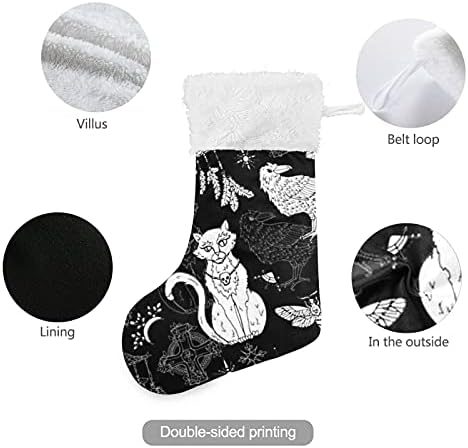 СИНЕСТУР Ноќта на вештерките Кроу Мачка Божиќни чорапи Големи Божиќни чорапи за камин новогодишна елка дневна соба виси чорапи