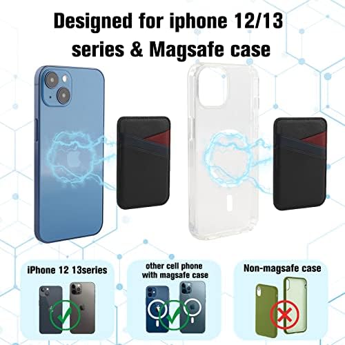 Morterex Магнетски паричник со Magsafe компатибилен со iPhone 13 и iPhone 12 серија, држач за кожа магнетна кредитна картичка дизајниран