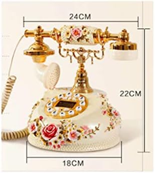 Телефон XJJZS - Пасторален антички телефон, Европски моден креативен домашен телефон, ротационо бирање, двојно ринг -тон беж
