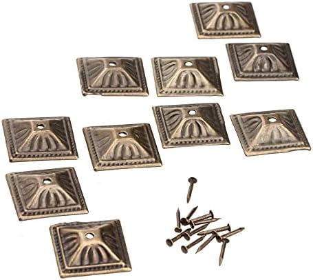 Zhyh 10pcs 21x21mm Антички бронзено железо тапацир за накит за нокти кутија софа софа декоративна тактика за влечење декоративен мебел нокти