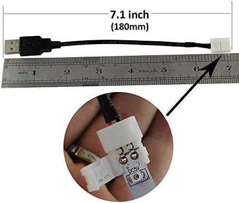 USB LED Конектор За Светлосна Лента,USB до 2 Pin 8mm Брзи Конектори Без Лемење ЗА Diy 5V Dc Единечна Боја 2835 3528 Не-Водоотпорна