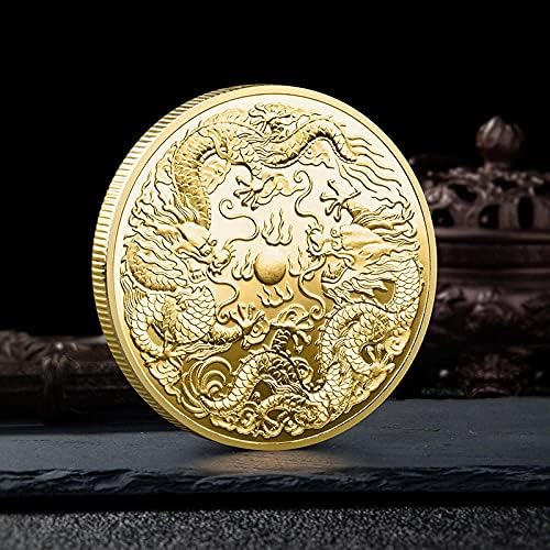 SsangYong Комеморативна Монета Златен Змеј Нафу Значка Монета Медал Реплика Занаетчиска Колекција Сувенир Декорација Домашен Подарок