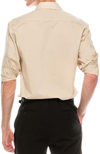 Омегатукс маж со долг ракав тенок фит кошули со цврст фустан