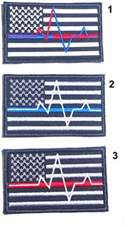Б55 САД Американско знаме сина линија болничар пожарникар извезена морална лепенка 9x5,5 см Поддршка