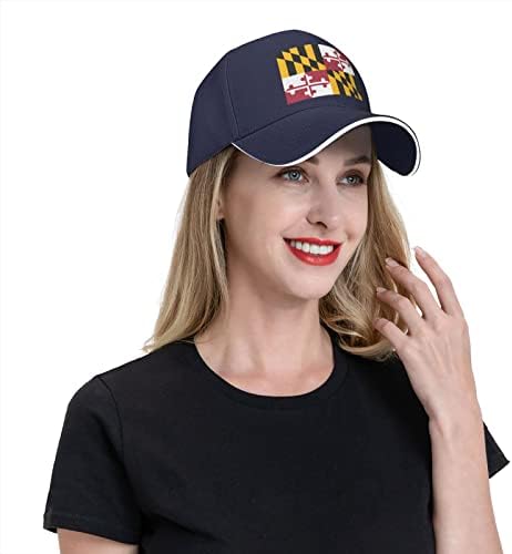 Капа за бејзбол со знаме на Мериленд, прилагодливи капачиња за риболов, маж, жени сендвич капа