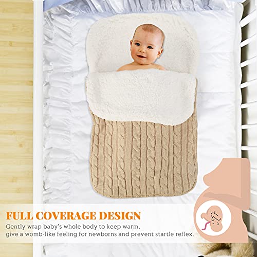 Оенбопо новороденче бебето ќебето обвивка, густо бебе деца деца плетено меко топло руно ќебе за спиење вреќа за спиење вреќа за
