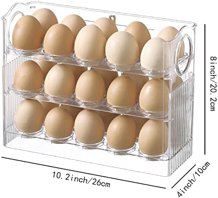 Држач за јајца за фрижидер, кутија за складирање на јајца за фрижидер, 3-слој флип фрижидер сад за сад за јајца, кујна countertop свежо јајце,
