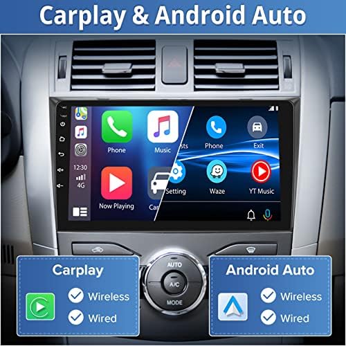 [2+32G] За 2009-2013 Тојота Корола Радио, Roinvou Apple CarPlay Android 11 Автомобил Стерео Со Android Auto 9 Екран На Допир Bluetooth Автомобил