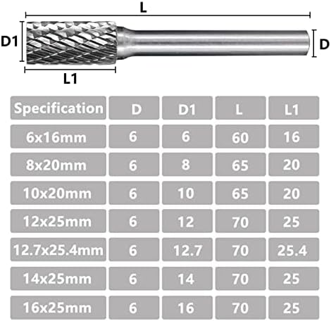 Htawi двојно исечени ротациони датотеки за метален дијаметар 12-25.4 mm 6mm Shank Tungten carbide burr bit rotary burrs алатки за обработка
