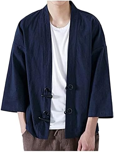 Менски зимски јакни мажи јапонски јуката обичен палто кимоно надворешна облека памук гроздобер лабави јакни