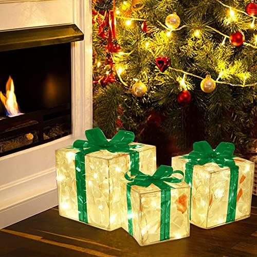 Божиќни Висечки Украси Голема Божиќна Блескава Декорација Подарок Кутија Украс Со Лак Божиќна Кутија За Осветлување Надворешно Светло Божиќна