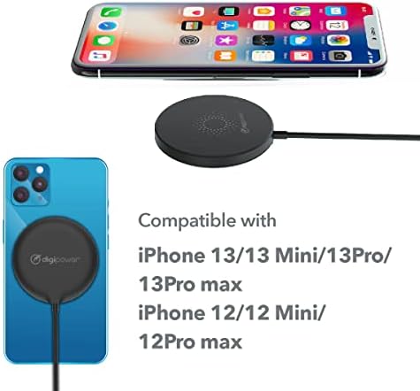 DigiPower -15W Магнетски полнач за iPhone - Безжичен полнач Magsafe - Компатибилен со сите серии на iPhone -и 13 - Подлога за полнење