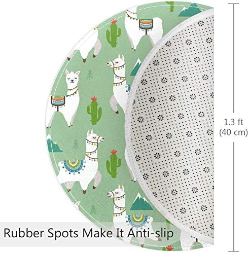 Heoeh Tribe llama Cartoon Alpaca Cactus Model, Nonlip Doormat 15,7 Тркалезни теписи теписи за деца за бебиња за бебиња