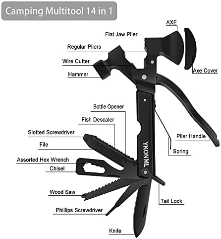 Комплет за џебни алатки Мултитул Хамер секира додатоци за лов на ловчиња Одличен подарок за мажи ентузијасти на авантура на отворено