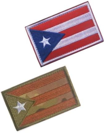 2 парчиња Порто Рико знаме извезени закрпи за везење крпа за крпа за лепенка кука и јамка извезена лепенка