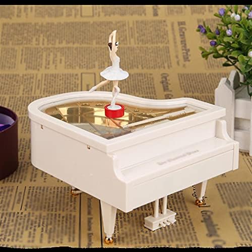 Lkyboa Романтична пијано модел музичка кутија балерина музички кутии дома декорација роденденски подарок за свадба (боја: бела, големина