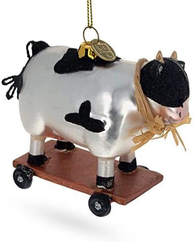 Забележано стакло за уметничко лизгање на крави, Божиќ украс 3 инчи
