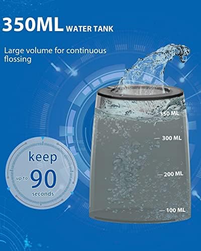 Mysmile моќен безжичен вода за стоматолошки преносен орален наводнувач со OLED дисплеј 5 режими 18 заменливи совети за млаз и 350