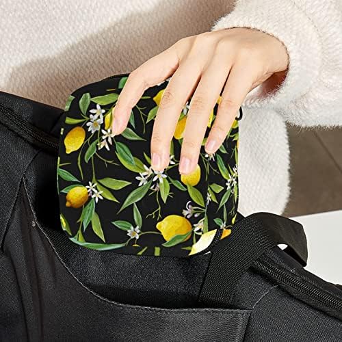 Лимонски цвеќиња остава санитарна торба за складирање на салфетки, преносен период, торбички торбички за период за менструална