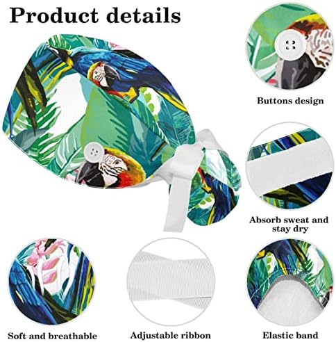 Прилагодлива шема на папагал Работно капаче со копче, торбичка за конска опашка, џемпери за жени со ласкава коса