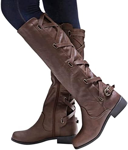 HCJKDU женски колено високи чизми со ниски потпетици чевли за тегови, широко чевли со теле, чизми чизми колено високо не лизгање s
